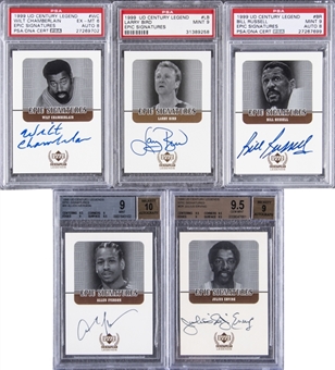 1999/00 UD Century Legends "Epic Signatures" Basketball Signed Graded Complete Set (31) - Including Wilt Chamberlain, Bill Russell and Larry Bird!